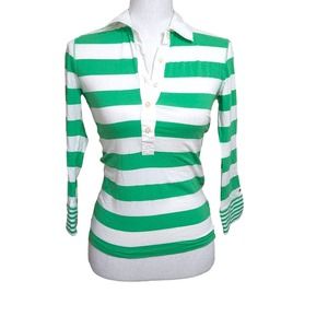 Tommy Hilfiger Vintage 2002 Top Size SP Womens Polo Green/White Stripe WITH TAGS